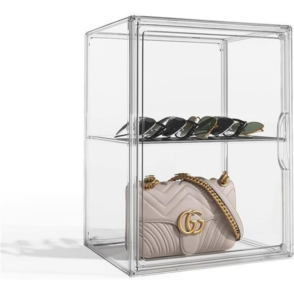 Clear Purse Organizer Acrylic Stackable Display Box for Handbags Wallets Bags - Picture 1 of 7